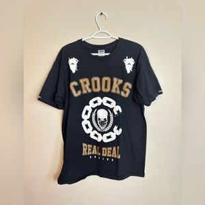 Crooks & Castles Size L Black Cotton Tee